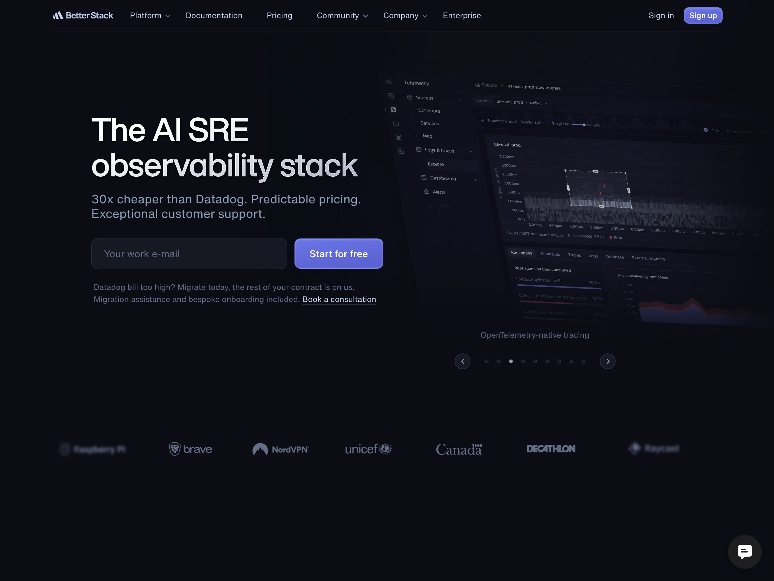Better Stack homepage